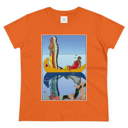Le long du Missouri (Indian couple in a canoe on the Missouri River) by George Barbier Women's Midweight Cotton Tee