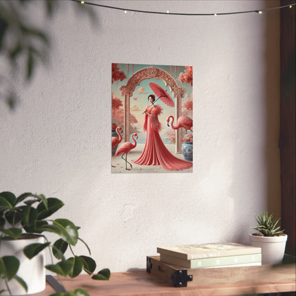 Petals, Porcelain, and Flamingos Matte Vertical Posters