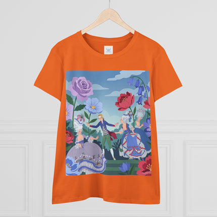 🎭🌸 The Garden Masquerade Cotton Tee – Art Deco Fashion Illustration