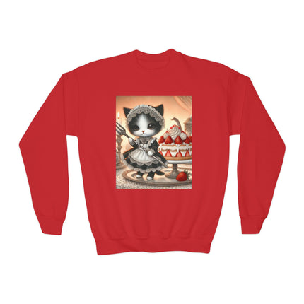 Patisserie Kitten Youth Crewneck Sweatshirt – Sweet Charm, Cozy Comfort & Storybook Delight