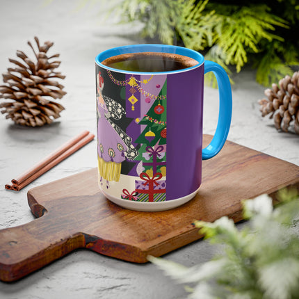 🎁✨ The Lavender Christmas Masquerade Colorful Mug – Art Deco Holiday Fantasy