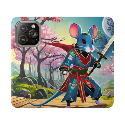 🐀⚔️ Cyber Samurai Rat Flip Case – Neon Discipline & Futuristic Skill