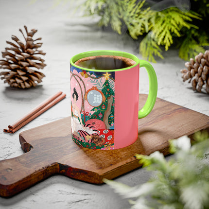 🎀🎄 Christmas Morning In The Rose Parlor Colorful Mug – Art Deco Holiday Fantasy