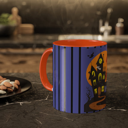 Halloween Night at the Haunted House Colorful Mugs, 11oz