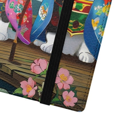 🌸🐱 Kimono Kitties Flip Case – Whimsical Elegance & Storybook Charm