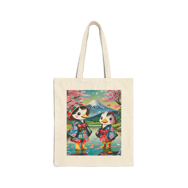 Rainy Day Ducks Cotton Canvas Tote Bag