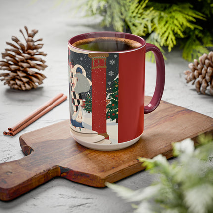 ❄️✨ The Winter Couture Promenade Colorful Mug – Art Deco Holiday Elegance