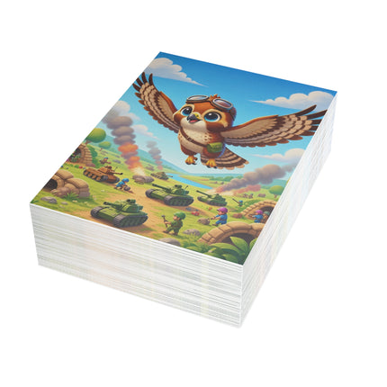 🦅✈️ The Little Sky Scout Greeting Card – Whimsical Animal Adventure