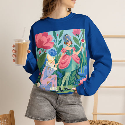 🌸🎭 The Garden Masquerade Crewneck Sweatshirt – Art Deco Floral Whimsy