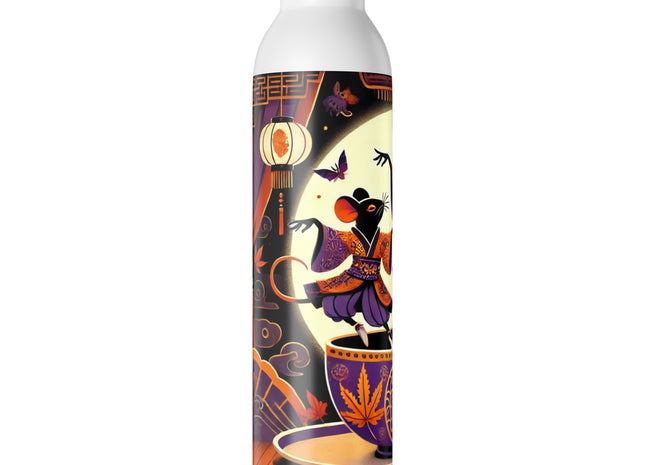 Theatrical Halloween Kabuki Mice on Teacup  Slim Water Bottle