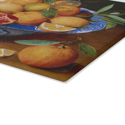 Still Life with Lemons, Oranges, and a Pomegranate Glass Cutting Board