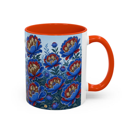 💙🌺 The Sapphire Blossom Garden Dancer Colorful Mug – Art Deco Fashion Fantasy