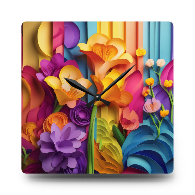 The Graceful Freesia Acrylic Wall Clock, Round and Square