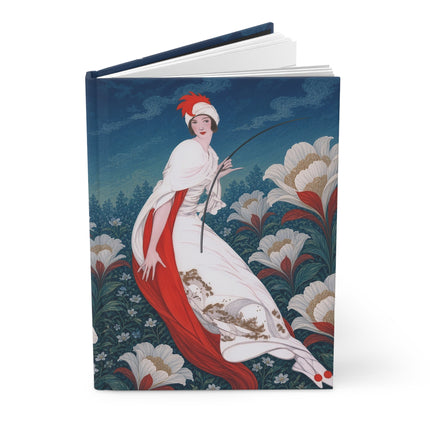🌺❤️ The Lady Of The Scarlet Lily Garden Hardcover Journal – Art Deco Floral Elegance