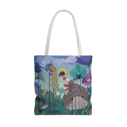 🦚🌸 The Lady Of The Peacock Garden Tote Bag – Art Deco Floral Fantasy