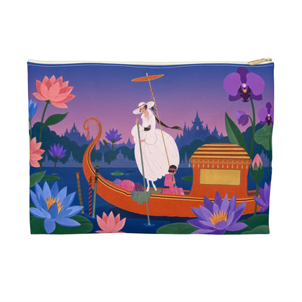 🪷🛶 The Lady Of The Lotus Lake Accessory Pouch – Art Deco Garden Voyage