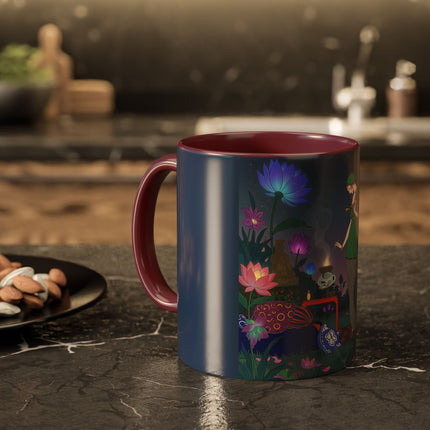 Moonlit Incense Ceremony Colorful Mugs – Art Deco Meditation Garden