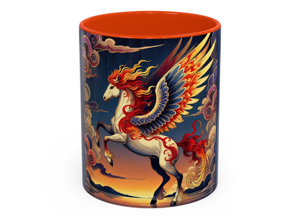 Flame-Winged Horse at Sunset Colorful Mugs (11oz, 15oz)