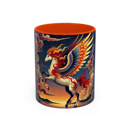 Flame-Winged Horse at Sunset Colorful Mugs (11oz, 15oz)