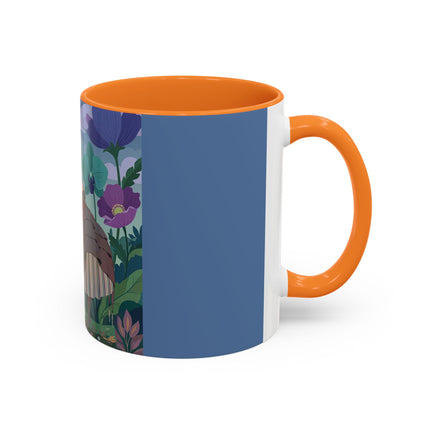 The Lady And The Enchanted Heron Colorful Mugs – Art Deco Botanical Elegance