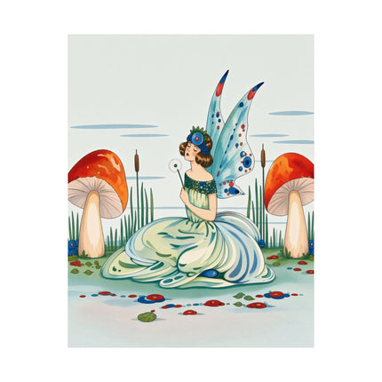 🧚🍄 The Lady Of The Enchanted Mushroom Garden Matte Vertical Poster – Art Deco Fairy Fantasy