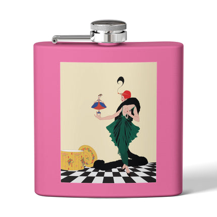 The Marionette Stainless Steel Flask – Theatrical Glamour & Cabaret Elegance