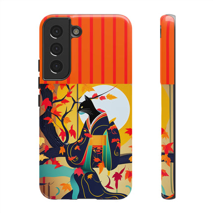 Black Cat in Kimono Phone Cases