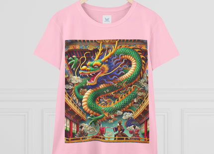 Tibetan Dragon Over Kabuki Duel Women's Midweight Cotton Tee