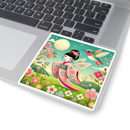 Geisha Fairy and the Hummingbird Blossom Kiss-Cut Stickers (4 Sizes)