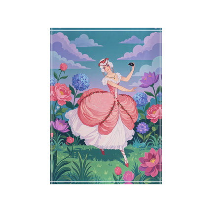 🎭🌸 The Lady Of The Garden Masquerade Acrylic Art Block – Art Deco Fashion Illustration