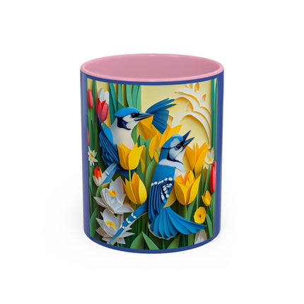 Blue Jays in a Spring Garden Colorful Mugs (11oz, 15oz)