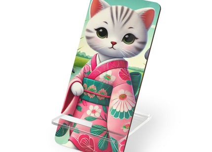 Geisha Kitten Strolls Among the Spoonbills Mobile Display Stand for Smartphones