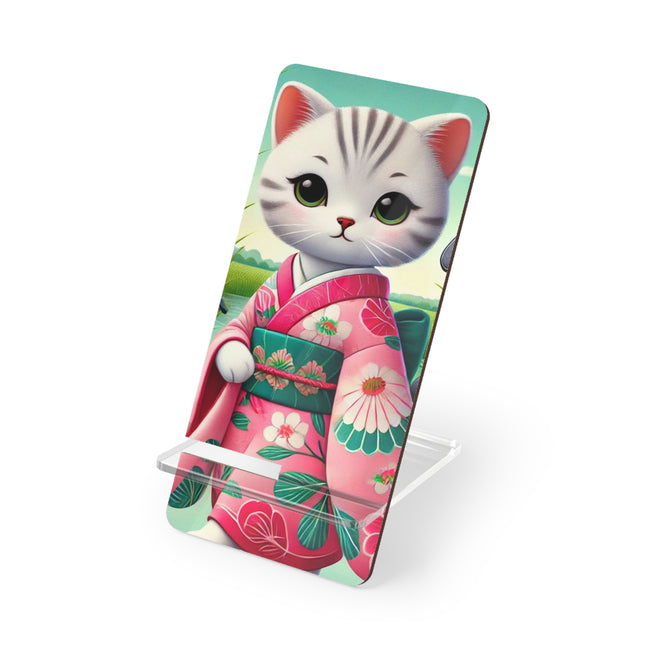 Geisha Kitten Strolls Among the Spoonbills Mobile Display Stand for Smartphones