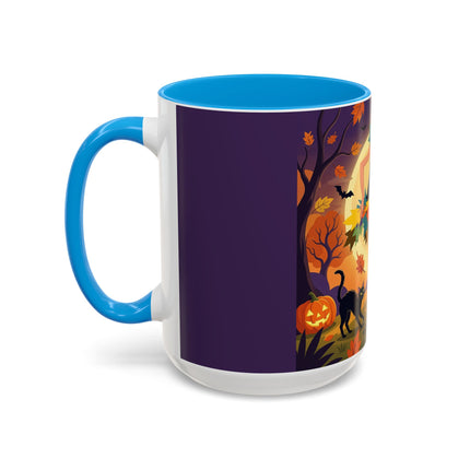 🌕🍂 Autumn Song Beneath The Harvest Moon Colorful Mug – Whimsical Halloween Charm
