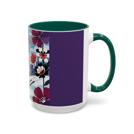 🎿❄️ The Winter Flower Skier Colorful Mug – Art Deco Alpine Fantasy