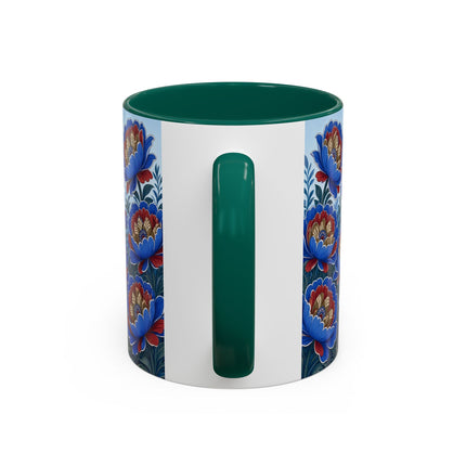 💙🌺 The Sapphire Blossom Garden Dancer Colorful Mug – Art Deco Fashion Fantasy