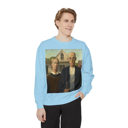 American Gothic by Grant Wood Unisex Garment-Dyed Sweatshirt
