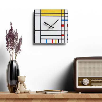 Place de la Concorde by Piet Mondrian Acrylic Wall Clock, Round and Square