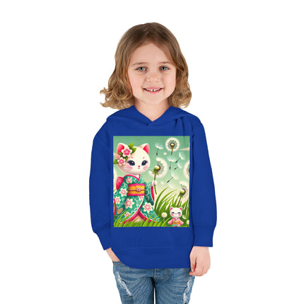 Geisha Kitten and the Dandelion Wish Toddler Pullover Fleece Hoodie