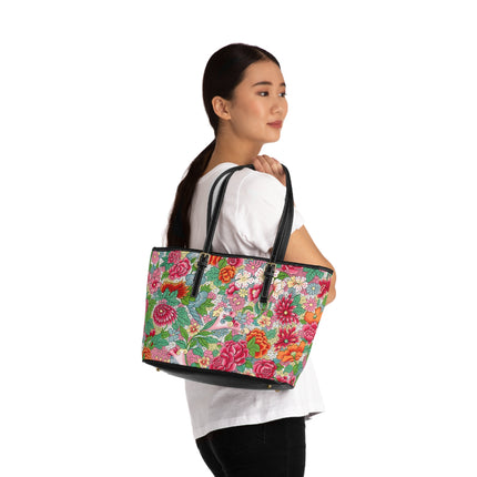Colorful Flower Pattern by Owen Jones PU Leather Shoulder Bag