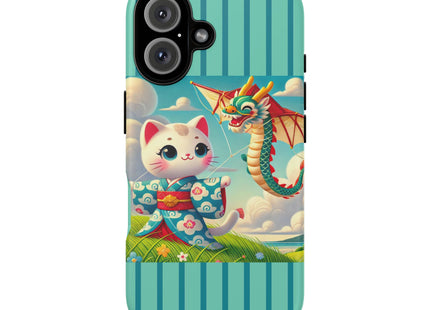Geisha Kitten and the Dragon Kite Phone Cases
