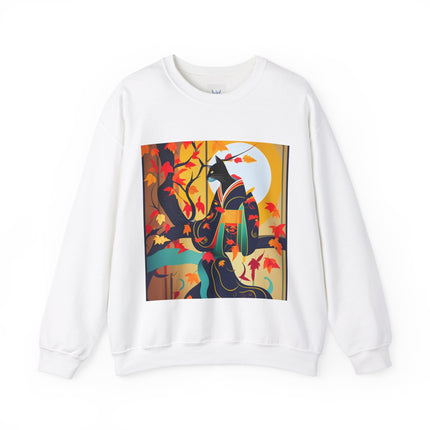 Black Cat in Kimono Unisex Heavy Blend™ Crewneck Sweatshirt