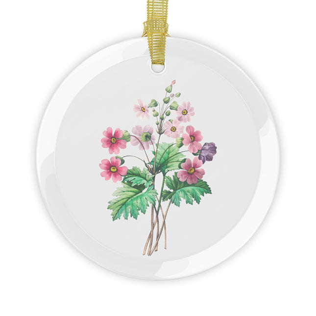 Chinese Primrose botanical illustration by Pierre-Joseph Redouté Glass Ornament