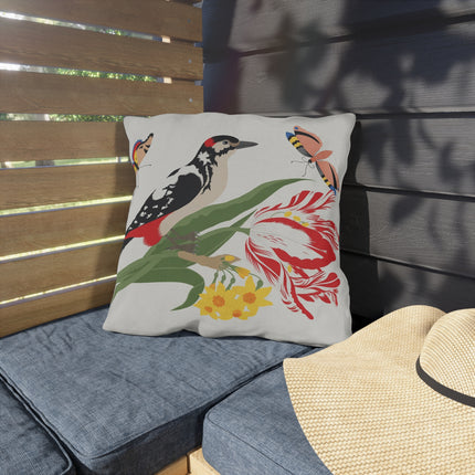 Woodpecker & Tulip Outdoor Pillows – Vibrant Spring & Bold Beauty