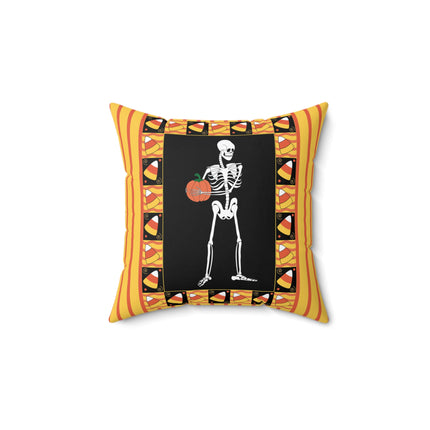 Candy Corn Skeleton Spun Polyester Square Pillow