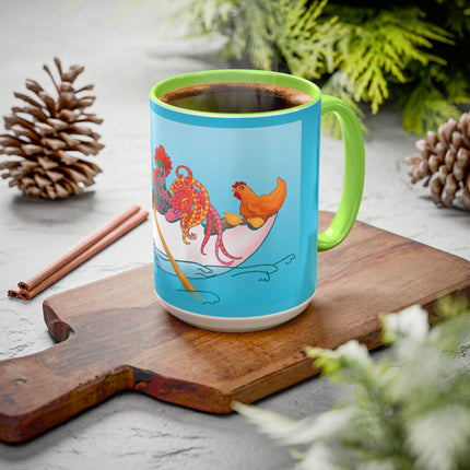 A Rooster's Seafaring Adventure Colorful Mugs, 11oz