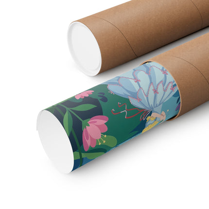🌸🦋 The Lady Of The Enchanted Flower Forest Matte Vertical Poster – Art Deco Woodland Whimsy