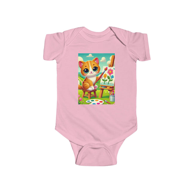 Kitten’s Creative Day Baby Bodysuit – Whimsical Artist Kitten Garden Design