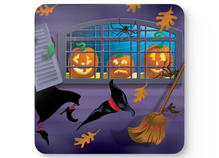 Whimsical Halloween Mischief Corkwood Coaster Set