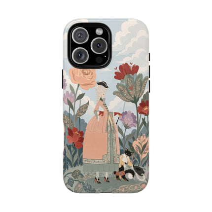 🌹🐈 The Lady And Puss In Boots Phone Case – Art Deco Floral Whimsy